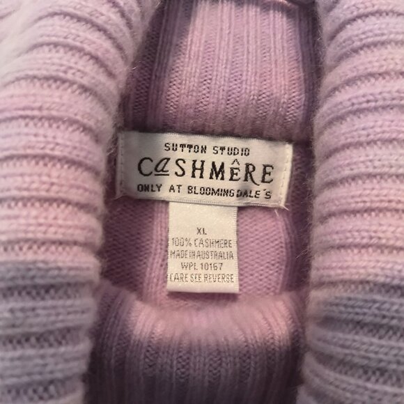 Sutton Studio Purple Cable Knit Cashmere Turtleneck/Sweater Size XL - Picture 2 of 6